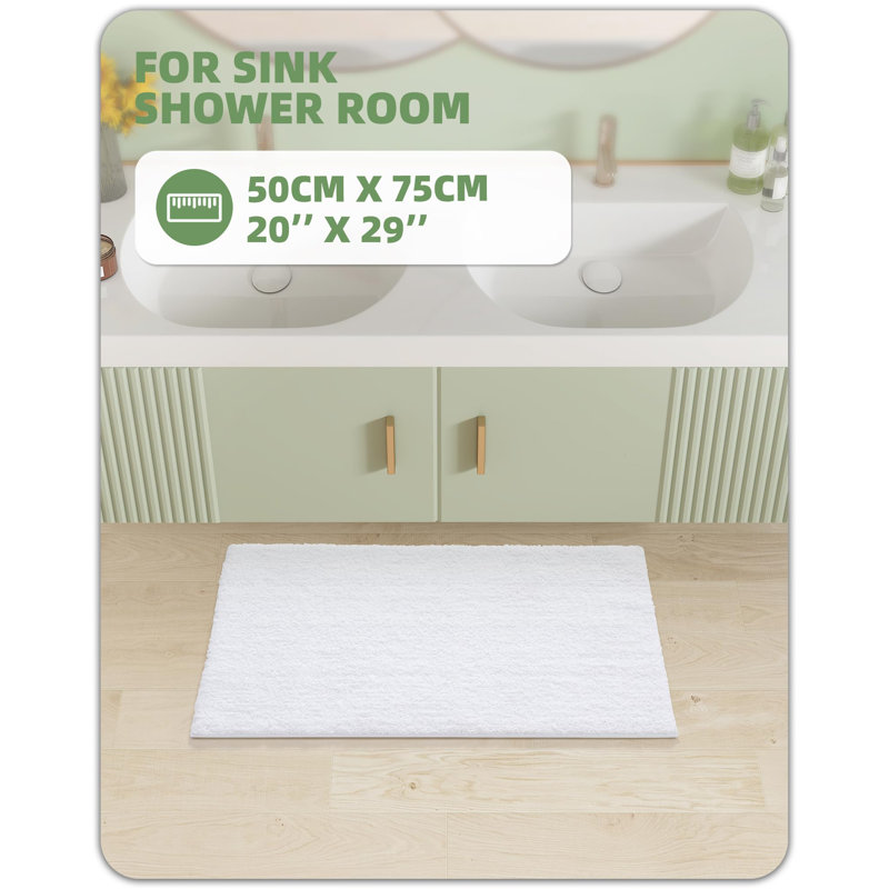 Tapis pour salle de bain Flett, Blanc, L 20 po x L 29 po