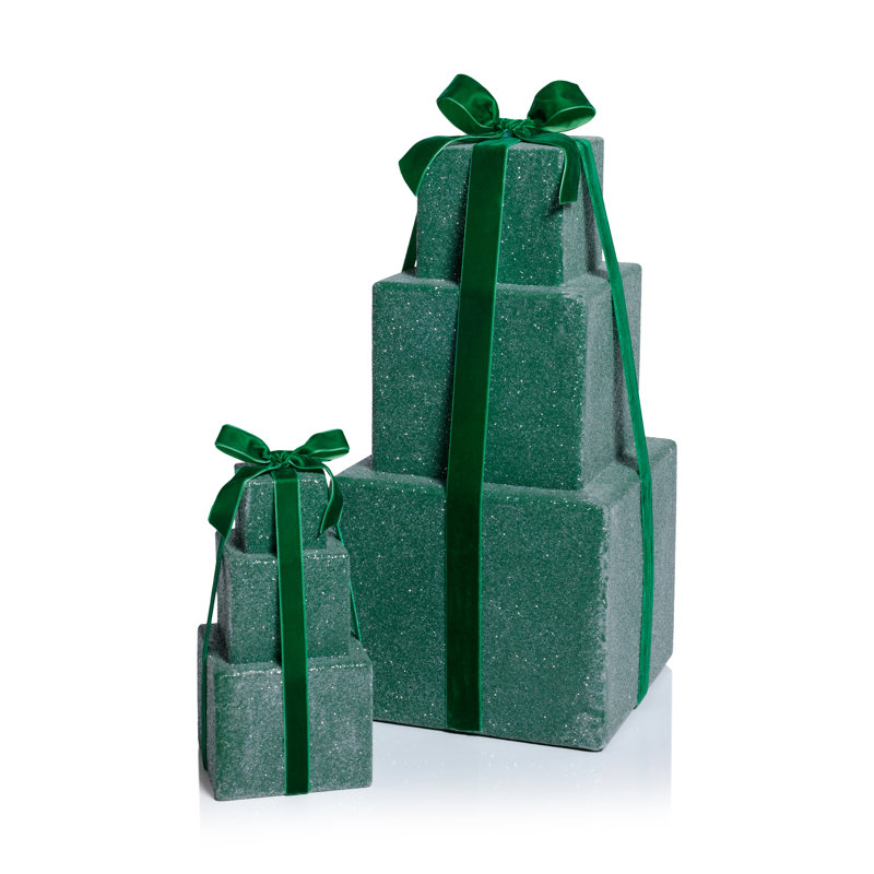 Figurine Stacked Presents, H 8,5 po x l 4 po x P 4 po, Vert