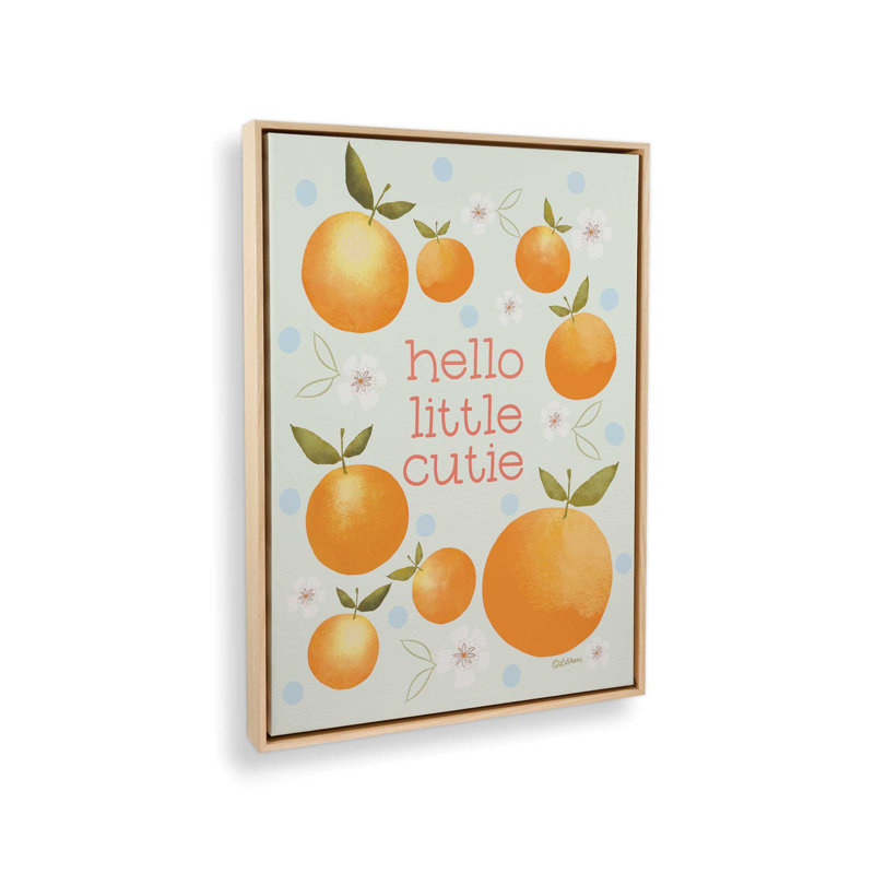 «Hello Little Cutie» par Lisa Larson, reproduction d'art, L 12 po x H 16 po, Tanné, Toile avec cadre