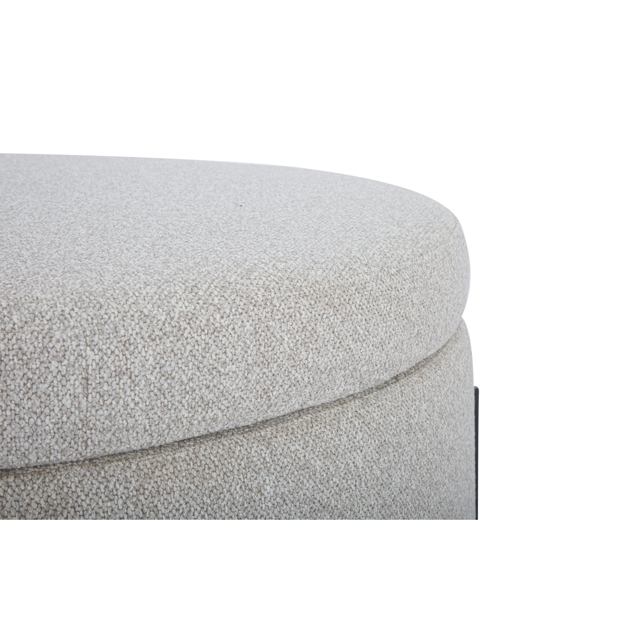 Cori 39" Wide Round Storage Ottoman, Champagne Boucle