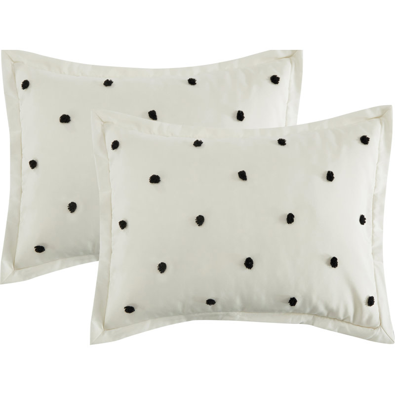 Maxime 4 Piece Dots Comforter Set, Twin Comforter + 1 Standard Sham + Throw Pillow, Ivory