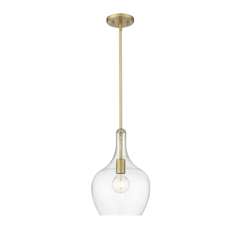 Luminaire suspendu 1 lumière Wrought Studio ™ en noir mat avec abat-jour en verre transparent, H 14,8 po x l 10 po