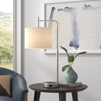 Lampe de table tactile de 25 po avec chargeur sans fil et ports USB Barlett