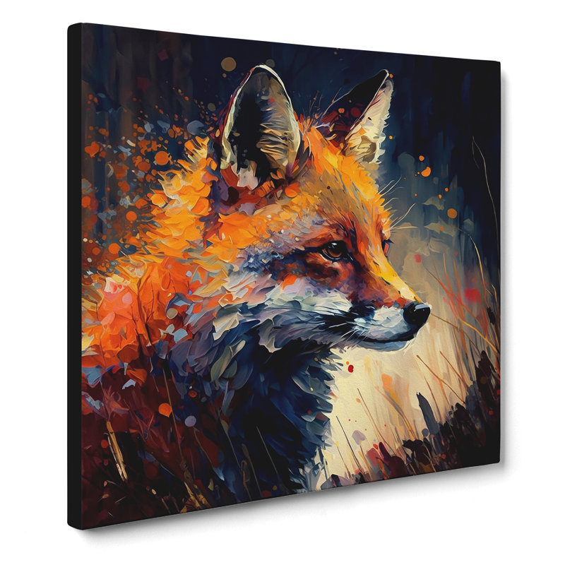Fox Palette Knife Painting - No Frame Print, 50cm H x 50cm W x 3cm D