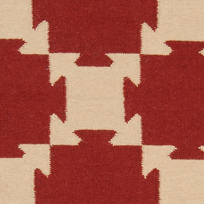 Pawlak Geometric Handwoven Wool Red Area Rug, Rectangle 8' x 11'