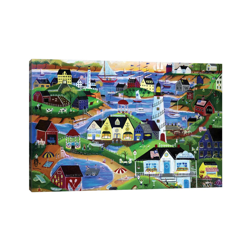 American Seaside Summertime Village 1 Piece Wrapped Canvas Wall Art, 101.6 cm H x 66.04 cm W x 1.91 cm D