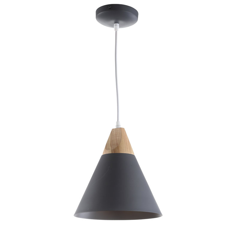 Luminaire suspendu conique simple 1 lumière Bova, Gris foncé