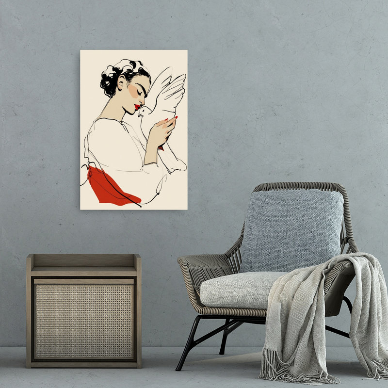 Dove Embrace Modern Bird Wall Art Print 1 Piece Wrapped Canvas Wall Art, 91.44cm H x 60.96cm W