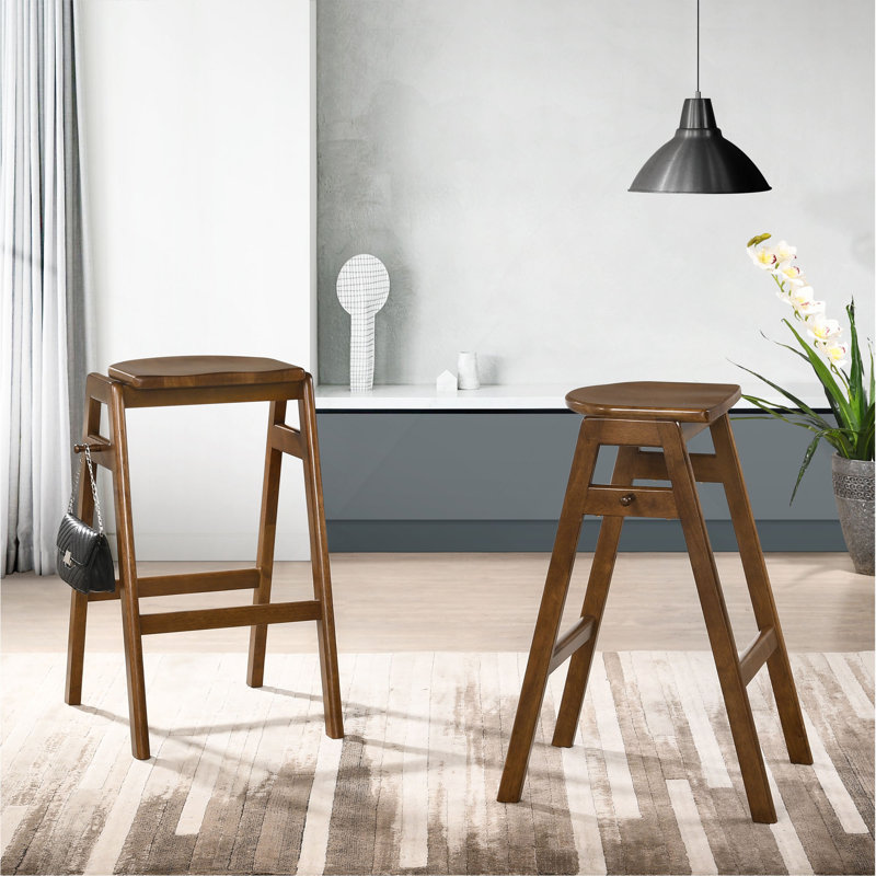 Ensemble de 2 tabourets de bar empilables Mid-Century