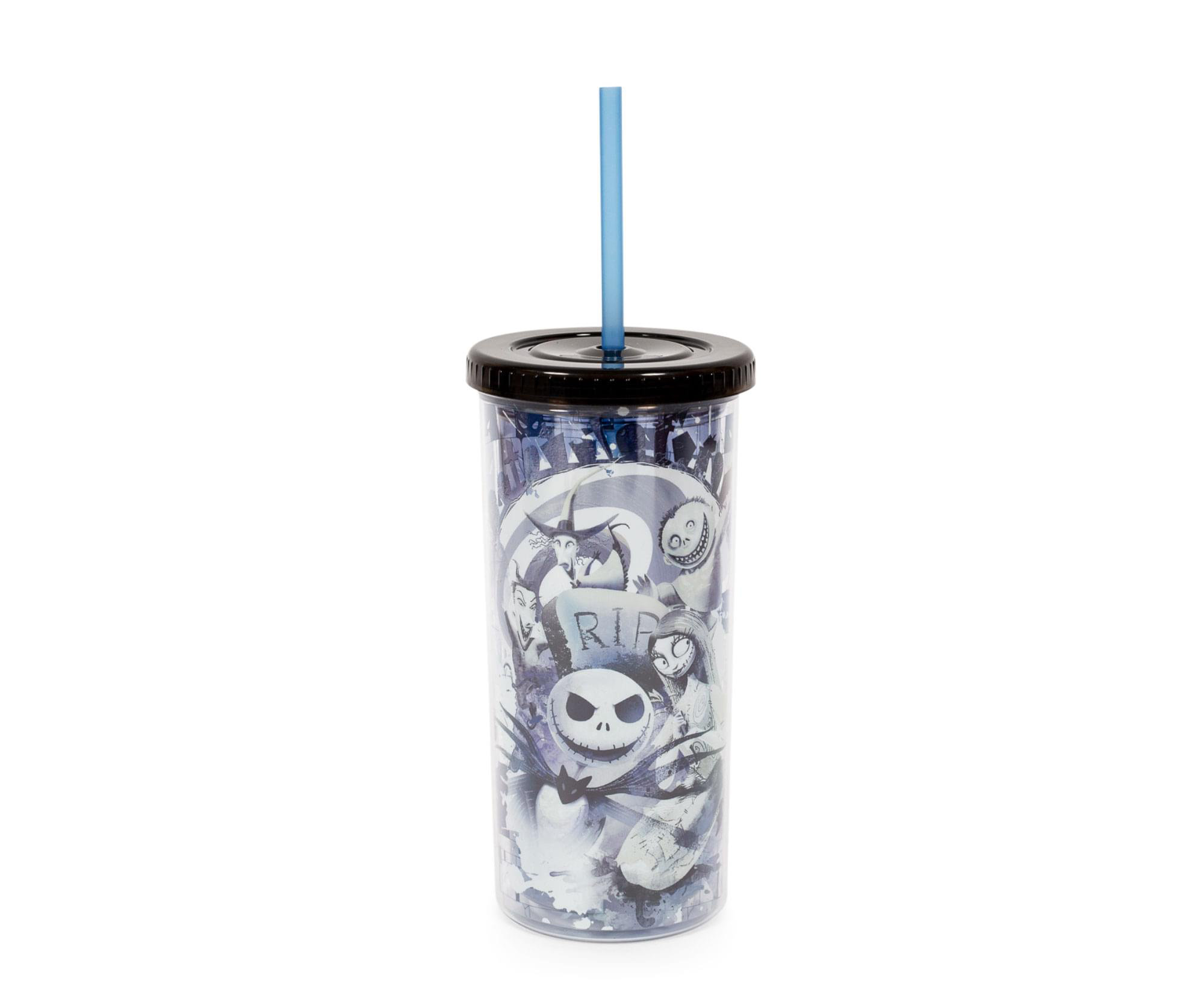 Silver Buffalo Disney The Nightmare Before Christmas Misfit Carnival Cup  with Lid and Straw