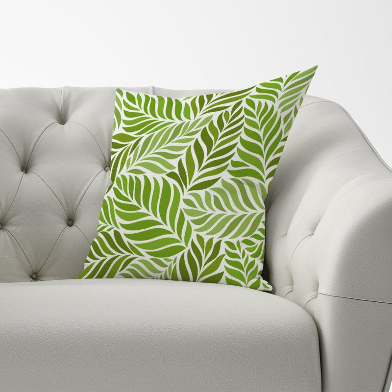 Marceline Green Leaf Floral Square Throw Cushion