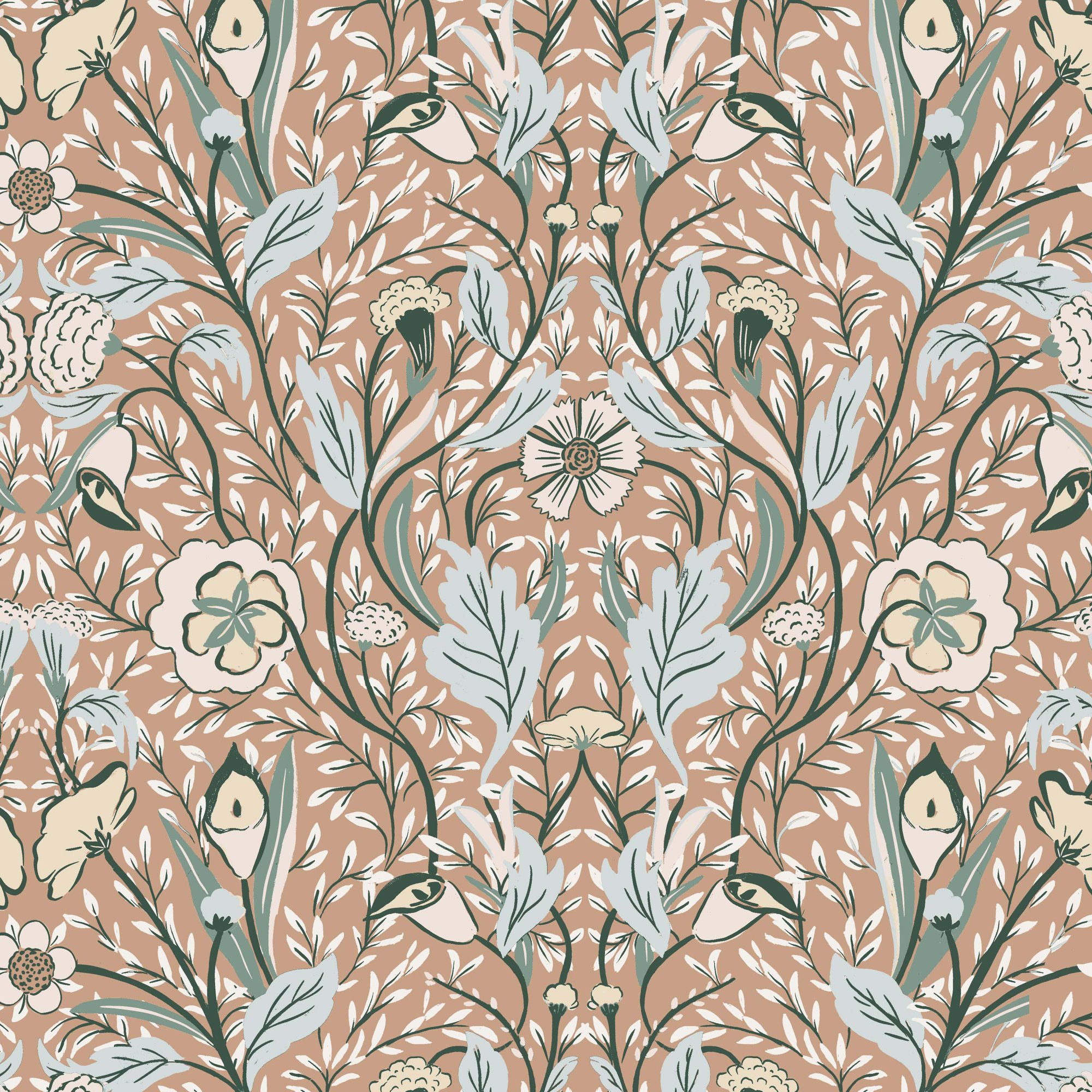 Ivanka Upholstered Parsons Chair, Morris Botanical Peach