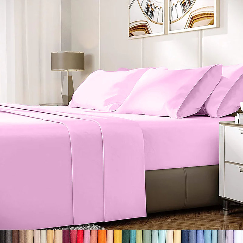 Ensemble de draps en rayonne de bambou 6 pièces , Ensemble de draps pour très grand lit californien, Rose bonbon