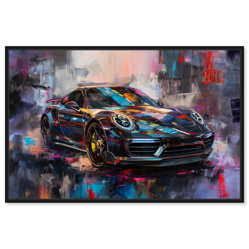 Peintures luxueuses de la voiture de luxe par Art Remedy, Cadre flottant noir, H 25 po x l 37 po x P 1,8 po