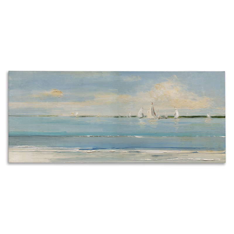 "Distant Painterly Sail Sailers", art mural par Sally Swatland bp-685_CN, H 20 po x l 48 po