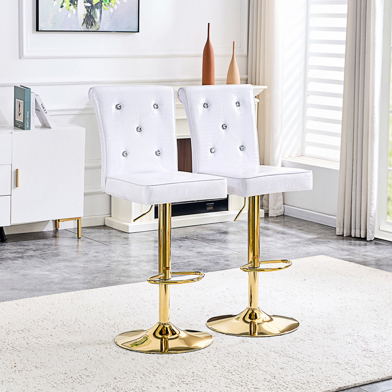 Ensemble de 2 fauteuils vintage avec fermoir en cristal, Blanc / Doré