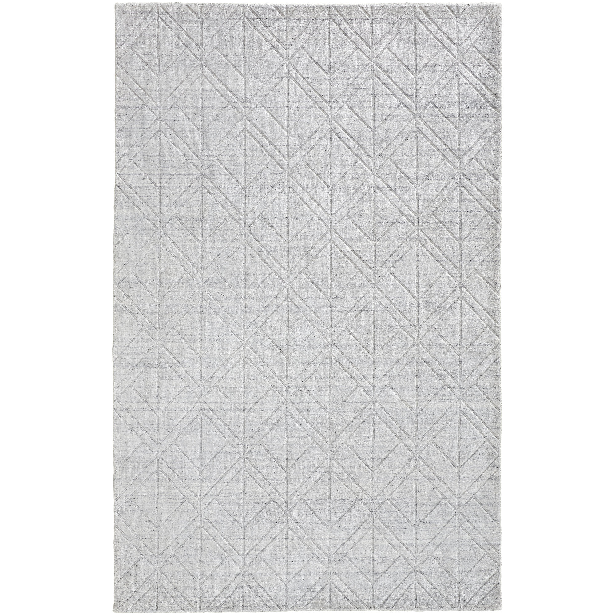 Kentoria Handmade Viscose White/Silver Rug, Rectangle 10' x 14'