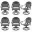 Chaise de patio pivotante en fonte d'aluminium 6 pièces avec structure noire et coussins rouges-56096365