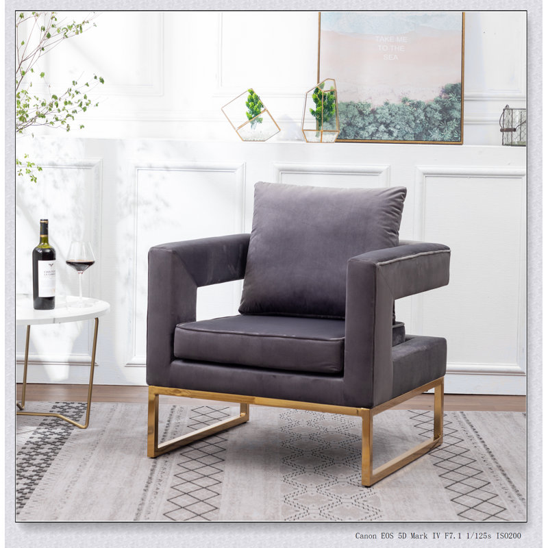 Fauteuil d'appoint rembourré Lenola, Tissu gris