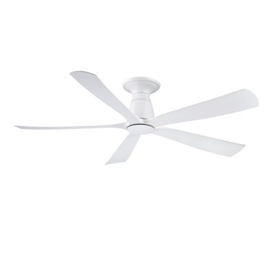 Kute5 52 inch Flush Indoor/Outdoor Smart Ceiling Fan - Matte White with Matte White Blades