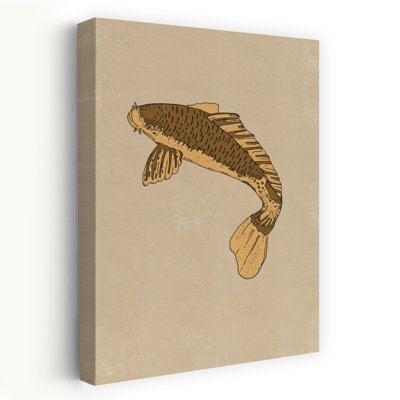 Contemporary Art Abstract Colorful Minimalist Fish Nature Wildlife Wall Art by Nicholas - Wrapped Canvas Print
