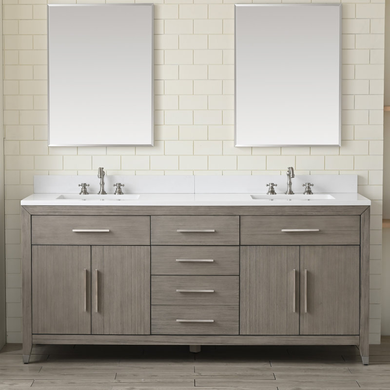 Maddison 72.5'' Double Vanity with Backsplash, Heritage Brushed Oak