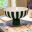 Green & White Striped Ceramic Pedestal Bowl 21cm-156538751