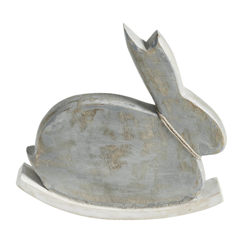 Lapin en bois Bunny Hop avec perles et base à bascule, H 7,5 po x l 7,5 po x P 1,5 po