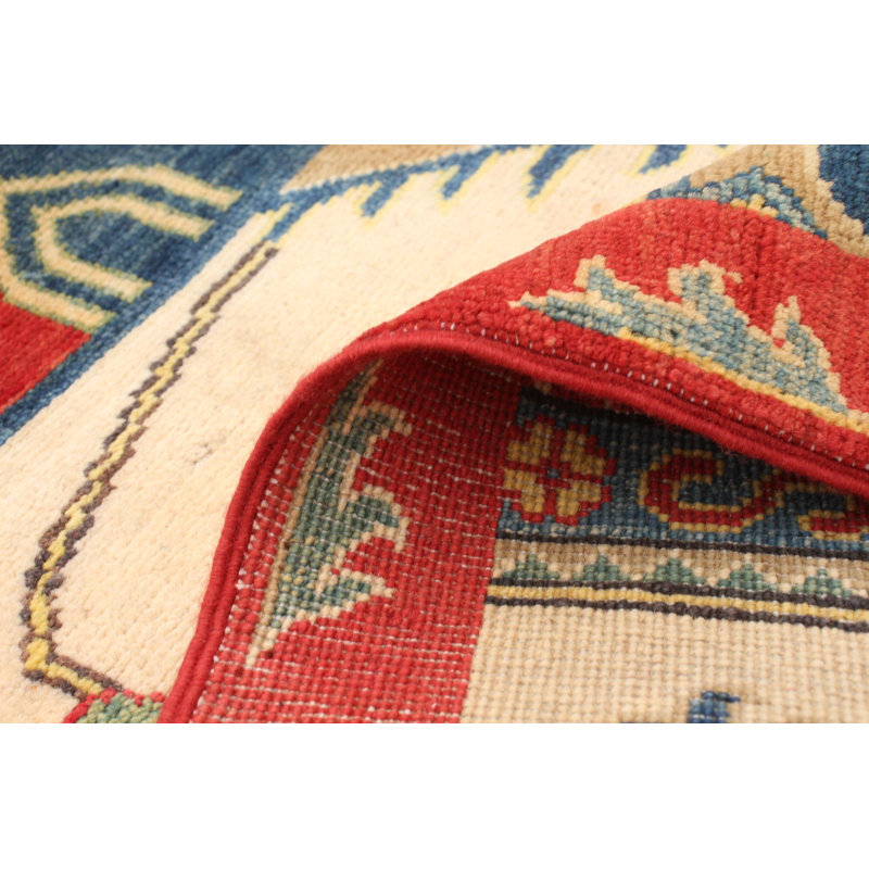 Tapis unique en laine noué à la main bleu / rouge des années 2010 de 8 pi 2 po x 10 pi 2 po Qaiden