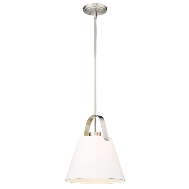 Luminaire suspendu 1 lumière Lupi, Nickel brossé, H 83 po x l 12,5 po x P 12,5 po