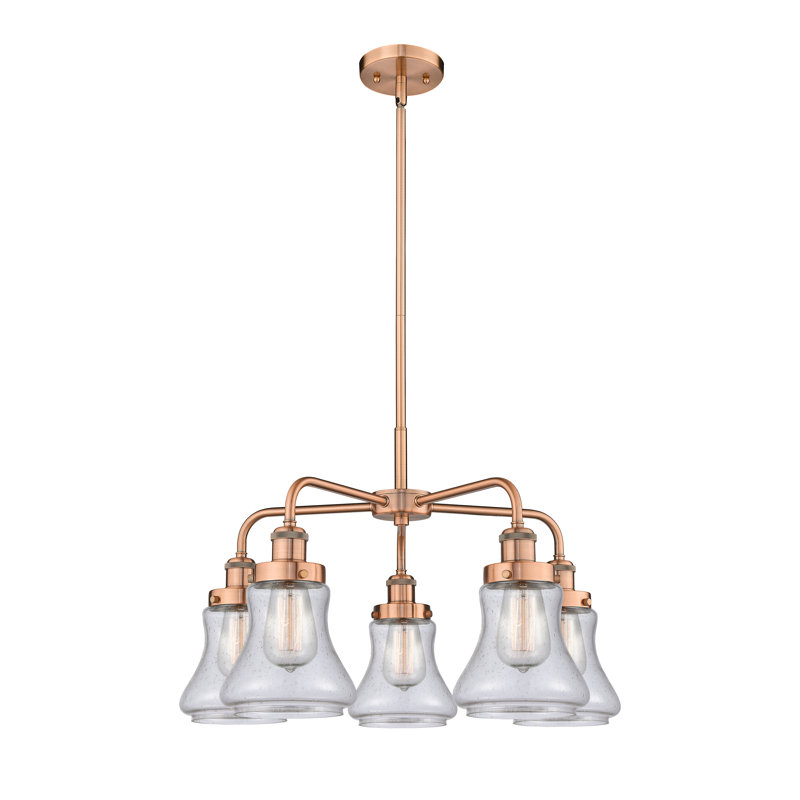 Bhanupriya 5 - Light Glass Dimmable Chandelier, Seedy, Antique Copper