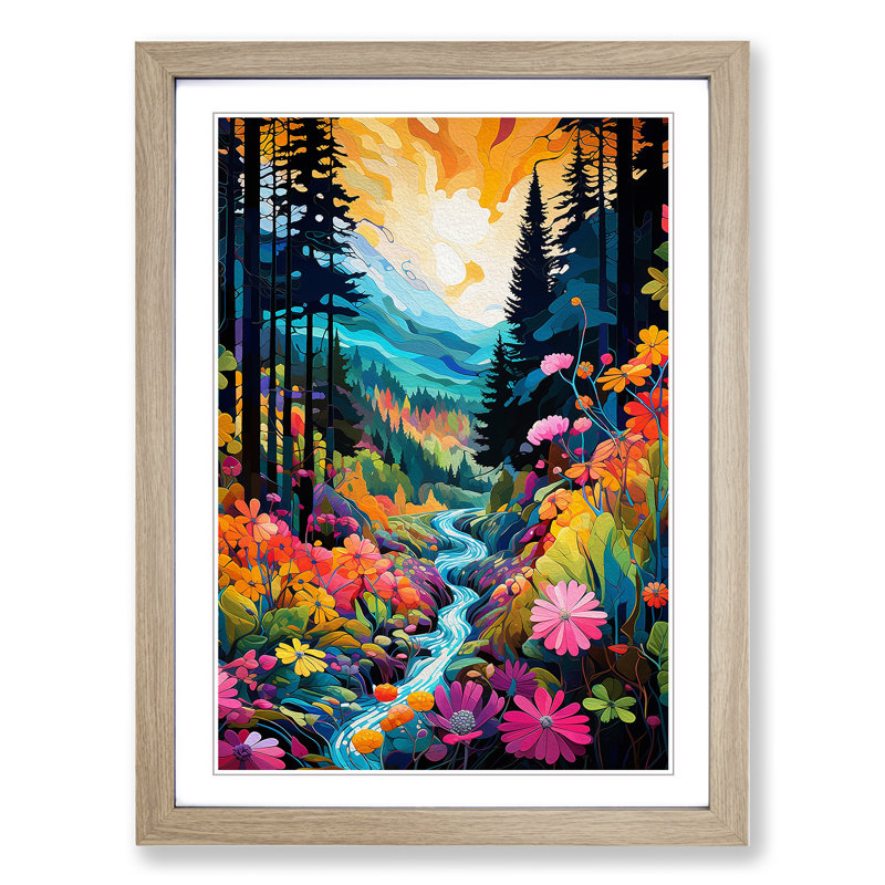 Single Picture Frame Print on Wood, Oak Framed, 46cm H x 34cm W