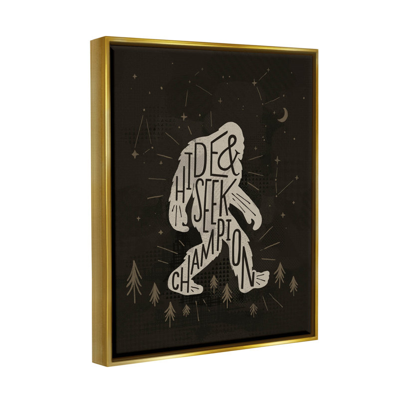 «Hide and Seek Champion Bigfoot pourtant» - cadre flottant, impression sur toile, H 31 po x l 25 po x P 1,7 po