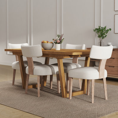 Table de salle à manger en bois massif avec table de salle à manger extensible et chaise rembourrée Farmhouse