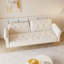 Canapé-lit long de 69,7 po recouvert de velours beige, avec garniture cloutée et accompagné d'un coussin décoratif assorti-1609339488