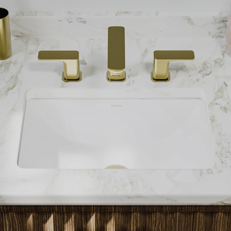 Lavabo de salle de bain encastré en porcelaine vitrifiée blanc Karran