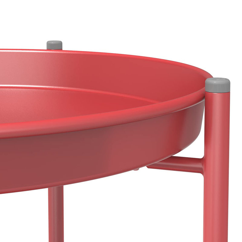 Table d'appoint d'extérieur, table d'appoint ronde à 2 niveaux, Rouge