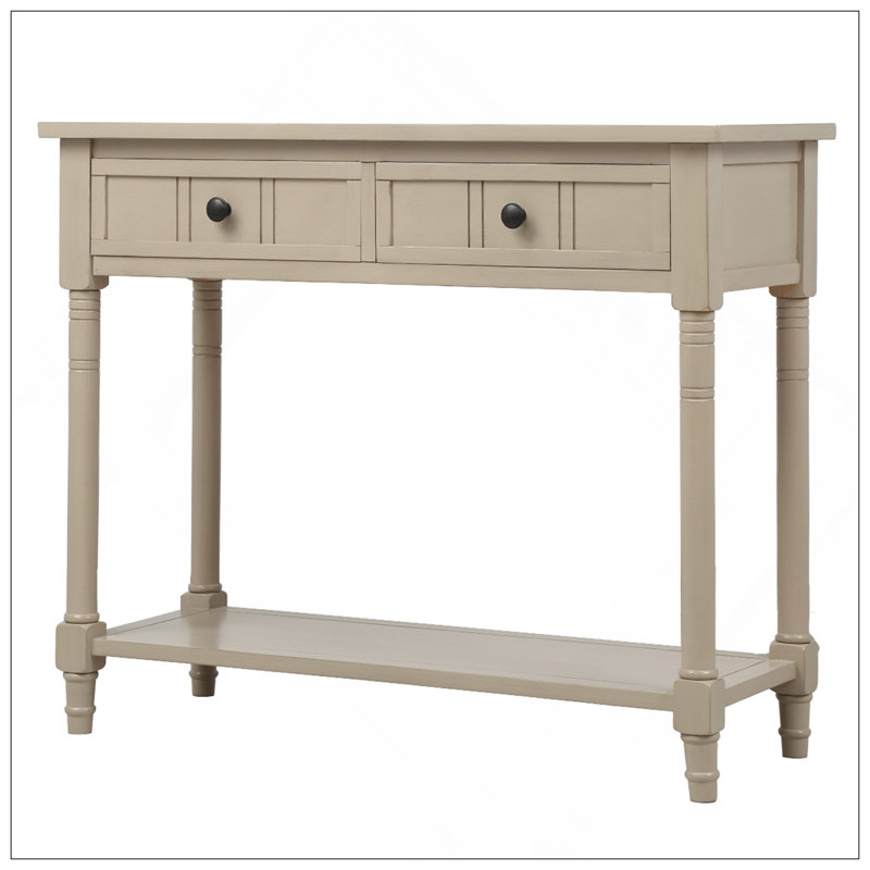 Console Daisy Series avec deux tiroirs et une tablette inférieure (gris rétro), Gris antique