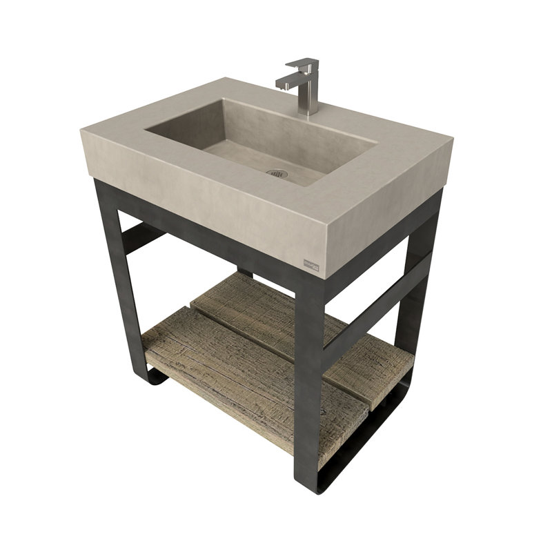Outland 30" Vanity with Concrete Rectangle Sink, Single Hole, Oil Rubbed Bronze, Graphite, 30"
