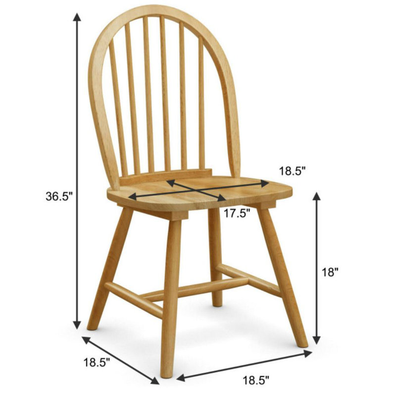 Natural Oak High Back Windsor Side Chair Set
