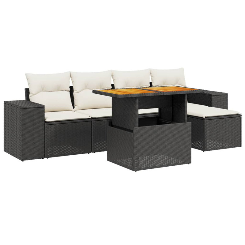 Vidaxl Garden Sofa Set  PE Rattan 6 Piece Adjustable Feet
