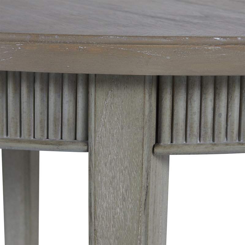 Whitlock Transitional Extendable Oval Dining Table in Beige/Gray