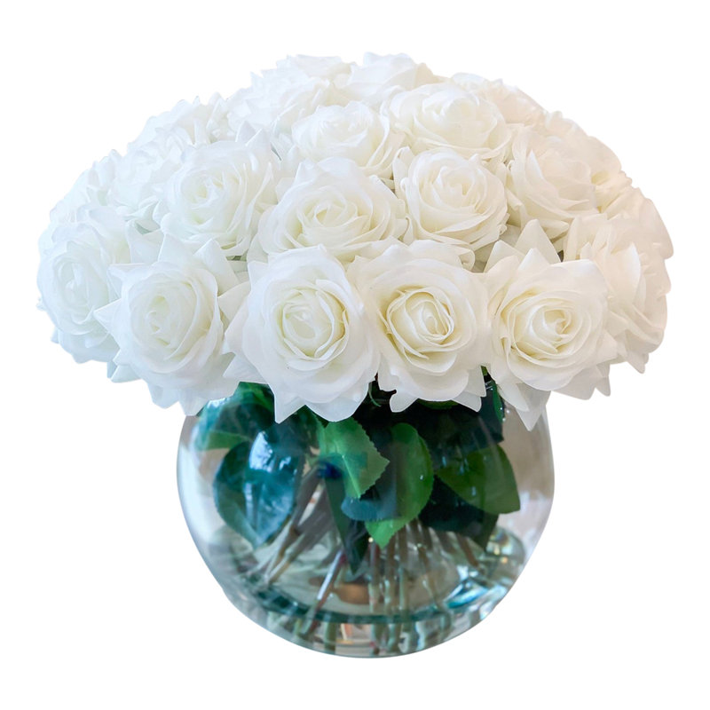 Roses in Vase, White