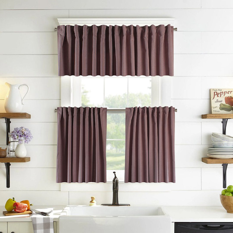 Solid Colour Kitchen Curtain, Rose Pink, 100" W x 60" L