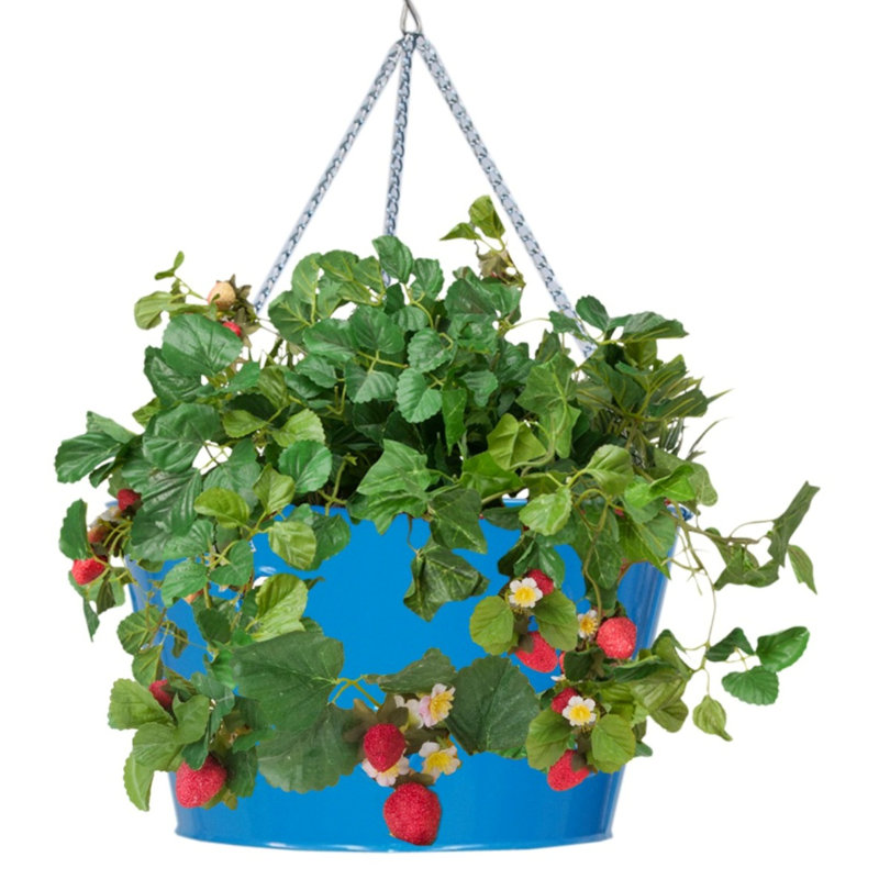 Luola Handmade Metal Hanging Planter, Blue, 1