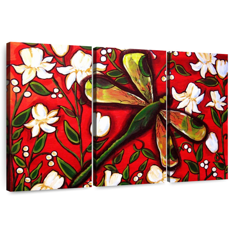 Dragonfly On Red, 42" H x 65" W