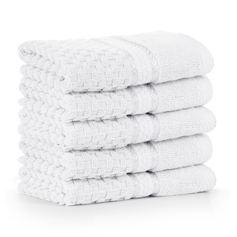 Collection de serviettes texturées 100% coton Mulaayam, Blanc