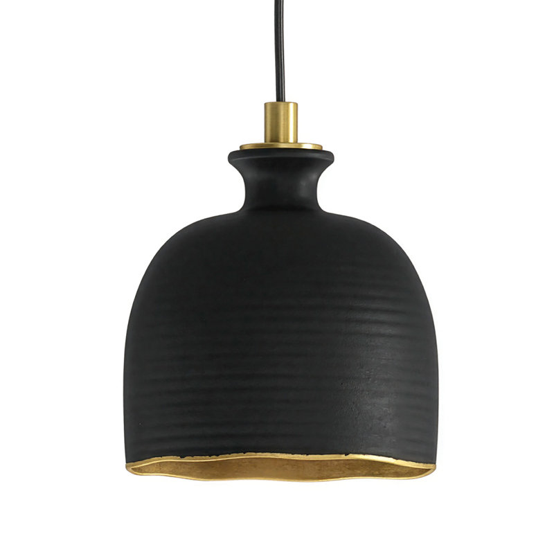 Bianca Ceramic Pendant (Matte Black and Gold)