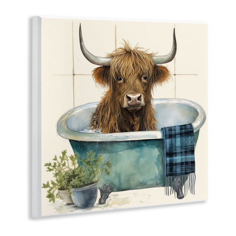 «Farmhouse Cow» dans une baignoire, H 12 po x l 12 po x P 0,5 po