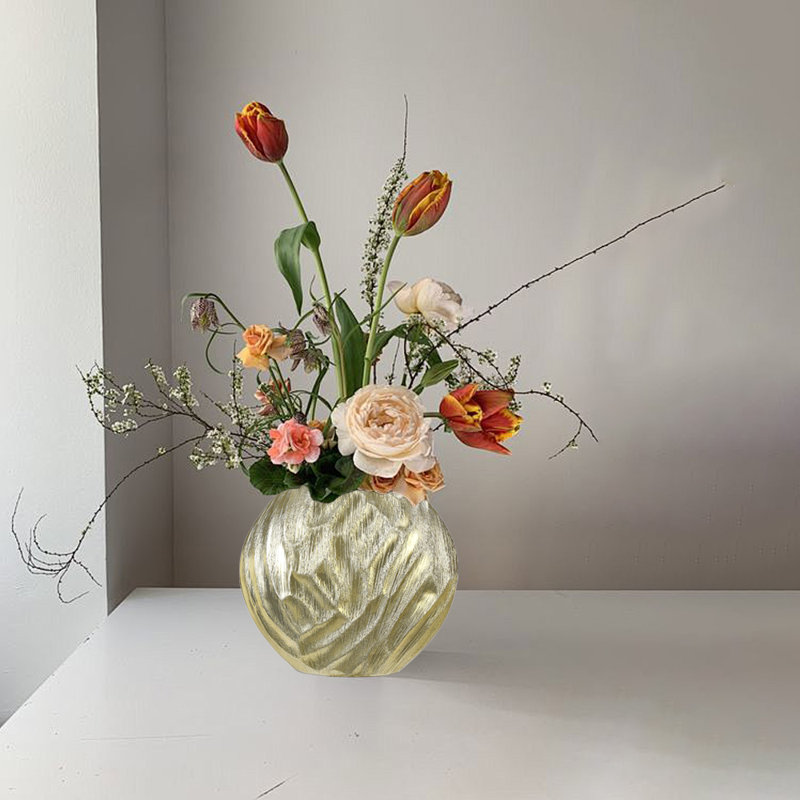 Gold Flower Vase, Ceramic Vase For Home Decor